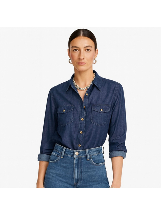 Banana Republic Tops - Soft Wash Denim Chambray Shirt Blue Long Sleeve Jean Shirt Banana Republic Small